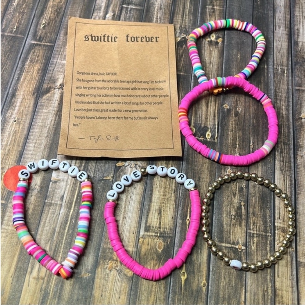 5for$10 Taylor Swift Love Story Inspired Swiftie Forever Bracelets 5Pc Bead NWT